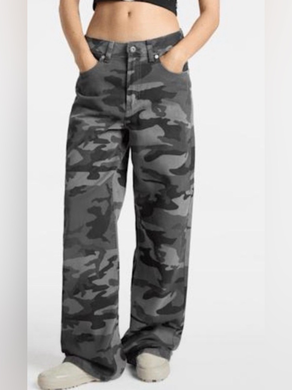 Vans Gray and Black Camo Wide Leg Jeans